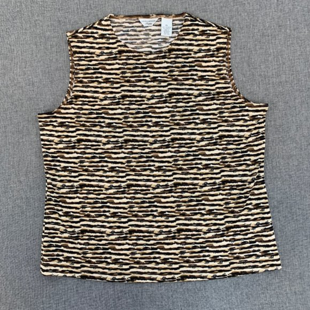 Laura Ashley Brown Blouse Petite Large Sleeveless Stretch Polyester Spandex
